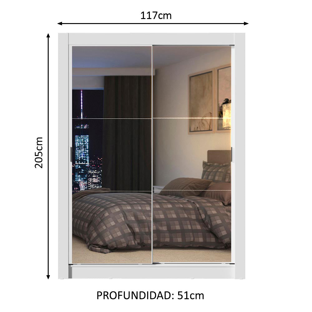 Closet Denver 2 Puertas Corredizas con Espejos