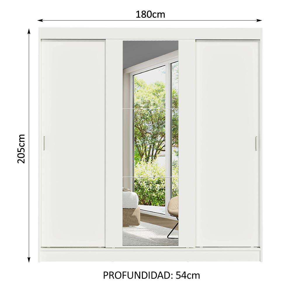 Closet Reno 3 Puertas Corredizas 1 Espejo