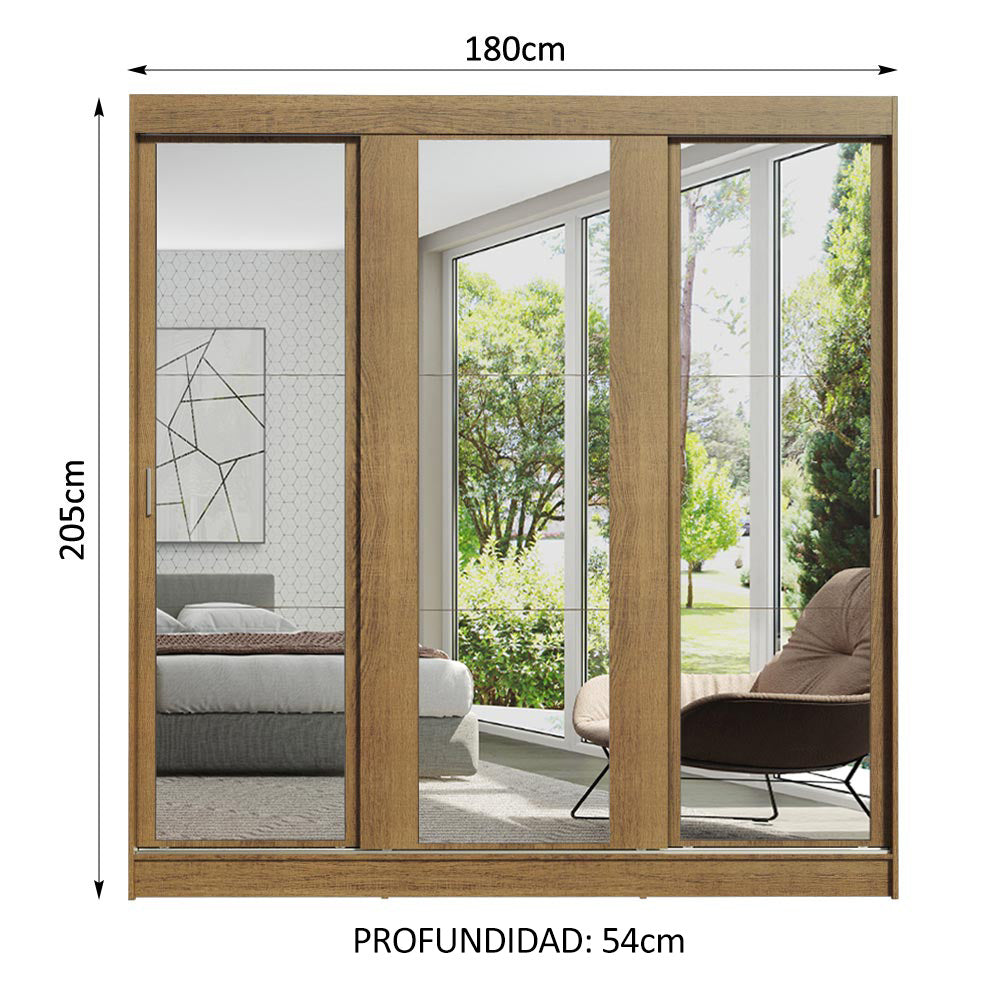 Closet Reno 3 Puertas Corredizas con Espejos