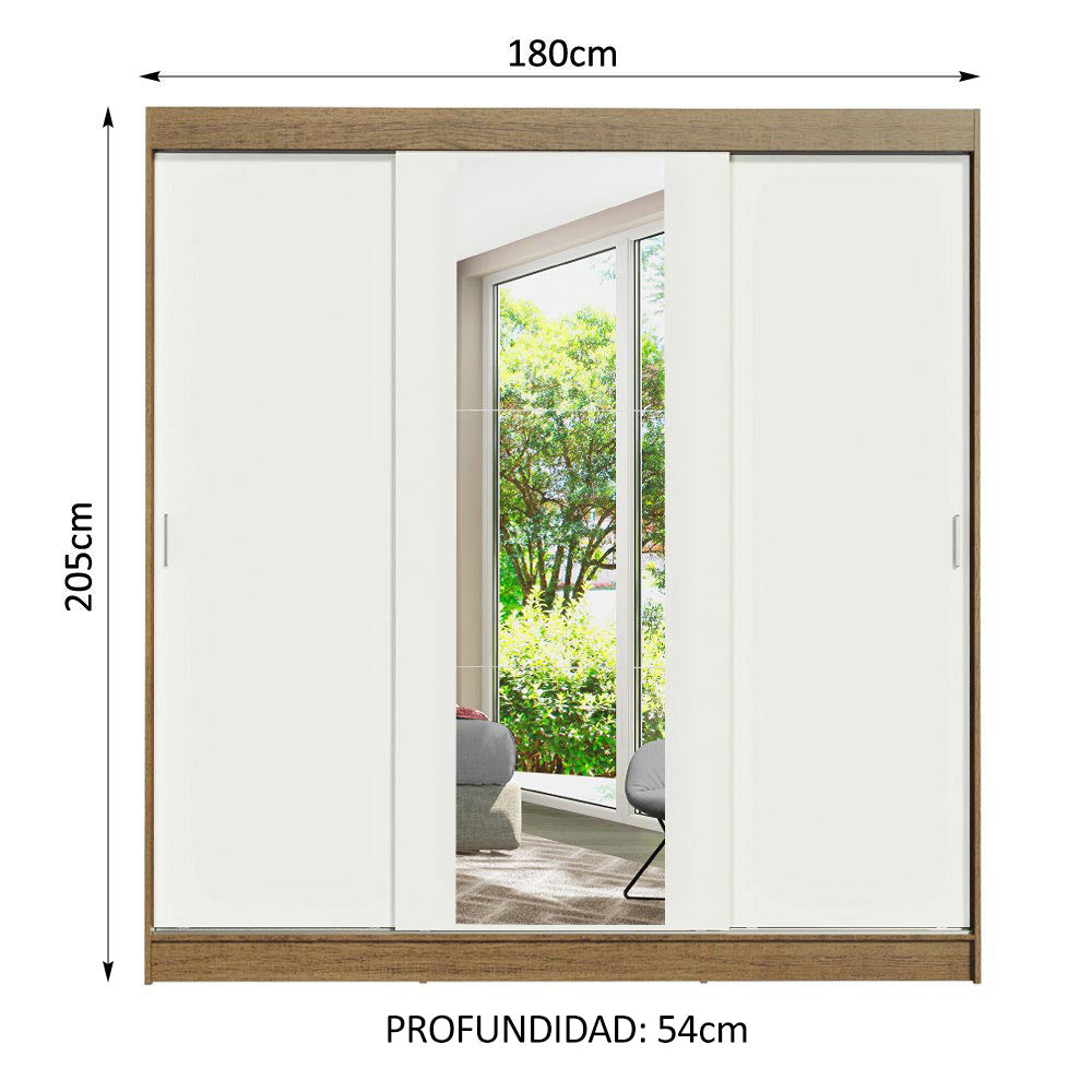 Closet Reno 3 Puertas Corredizas 1 Espejo