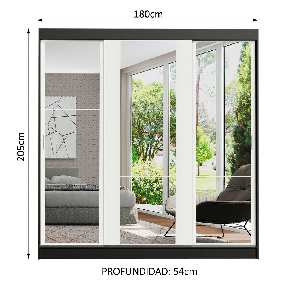 Closet Reno 3 Puertas Corredizas con Espejos