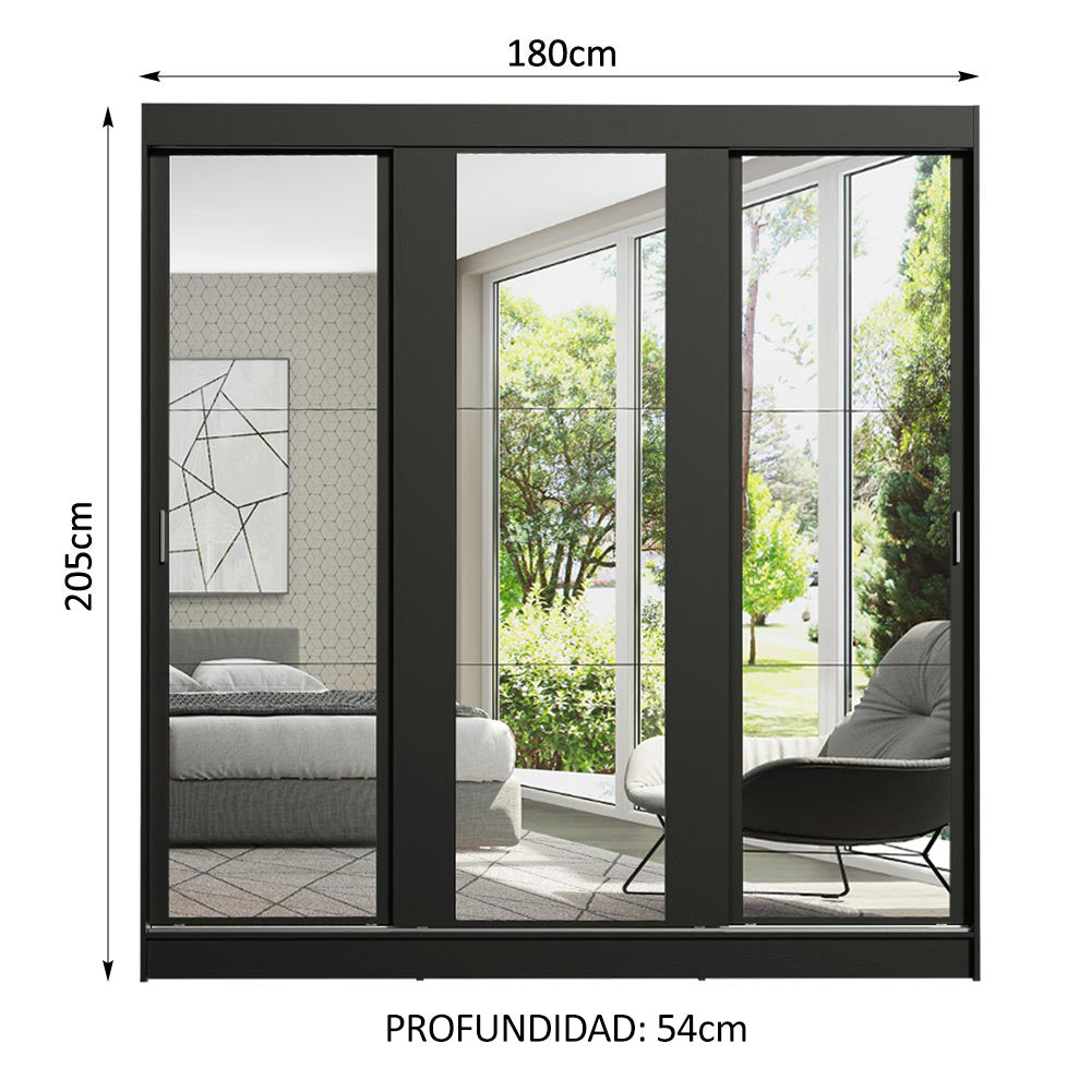 Closet Reno 3 Puertas Corredizas con Espejos