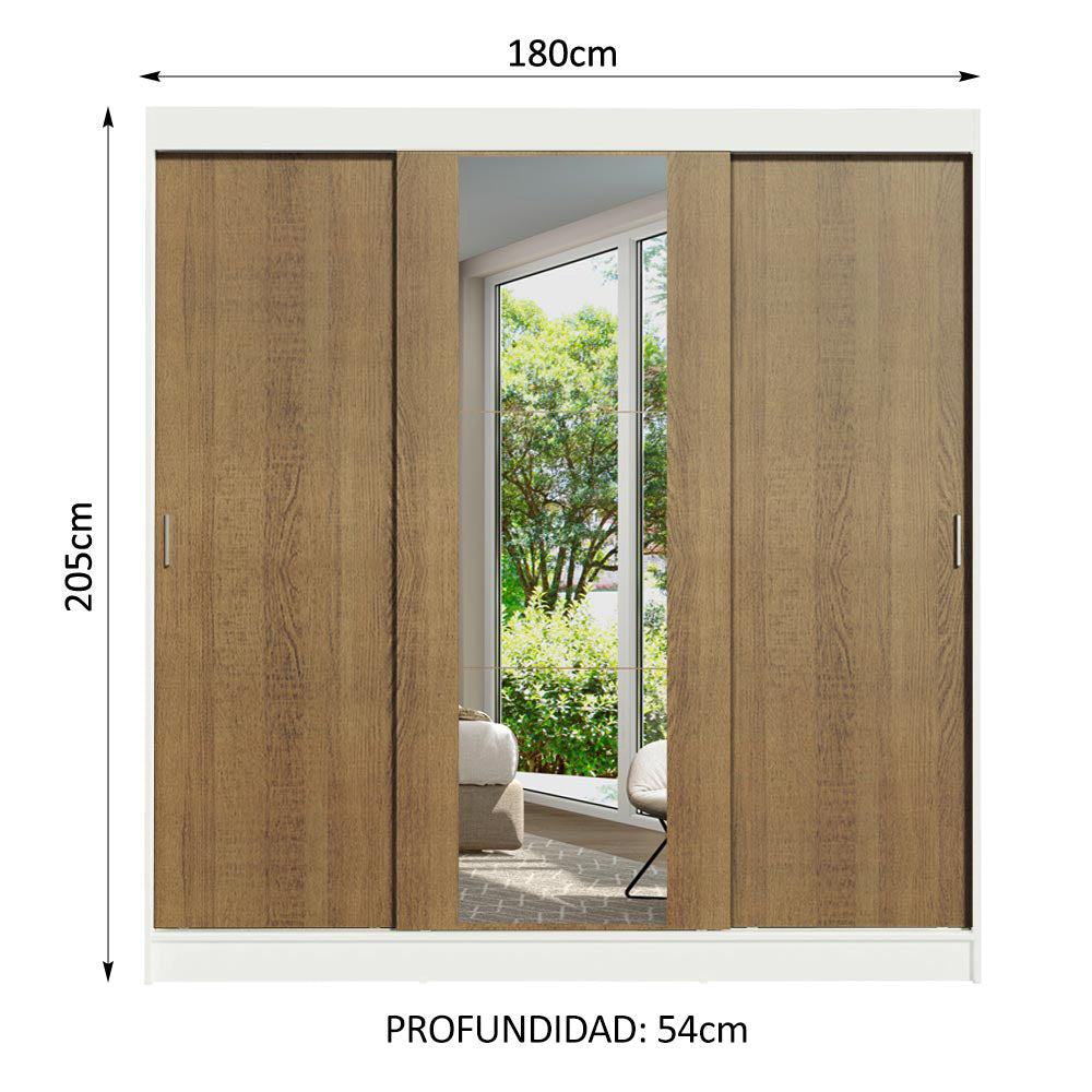 Closet Reno 3 Puertas Corredizas 1 Espejo