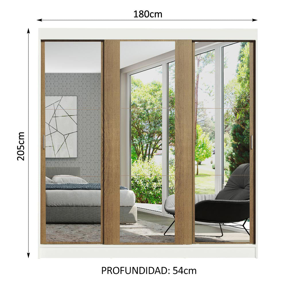 Closet Reno 3 Puertas Corredizas con Espejos