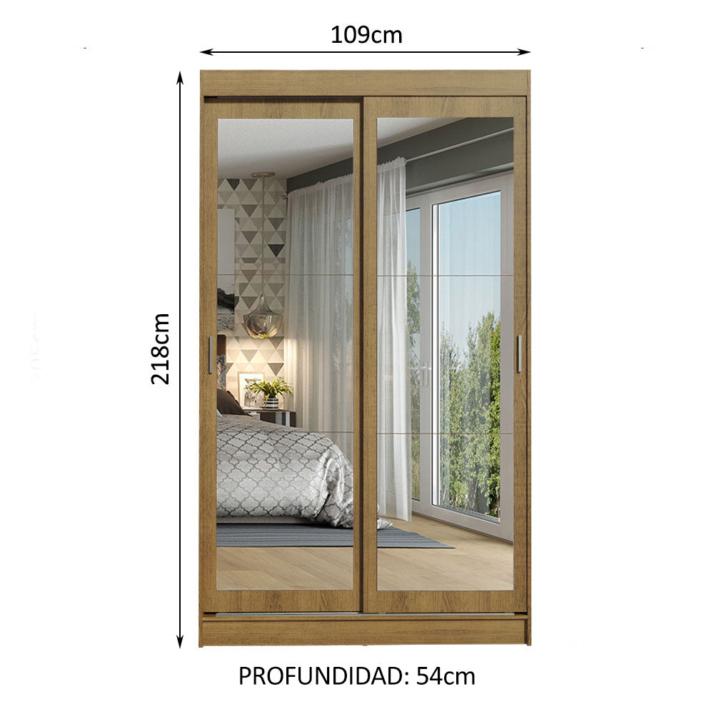 Closet Tokio 2 Puertas Corredizas con Espejos