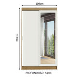 Closet Tokio 2 Puertas Corredizas 1 Espejo