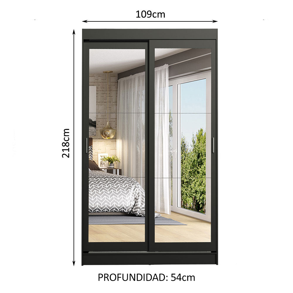 Closet Tokio 2 Puertas Corredizas con Espejos