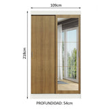 Closet Tokio 2 Puertas Corredizas 1 Espejo