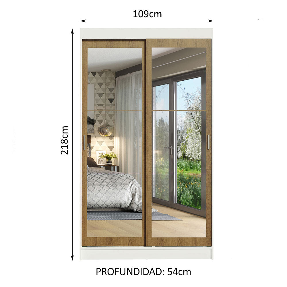 Closet Tokio 2 Puertas Corredizas con Espejos