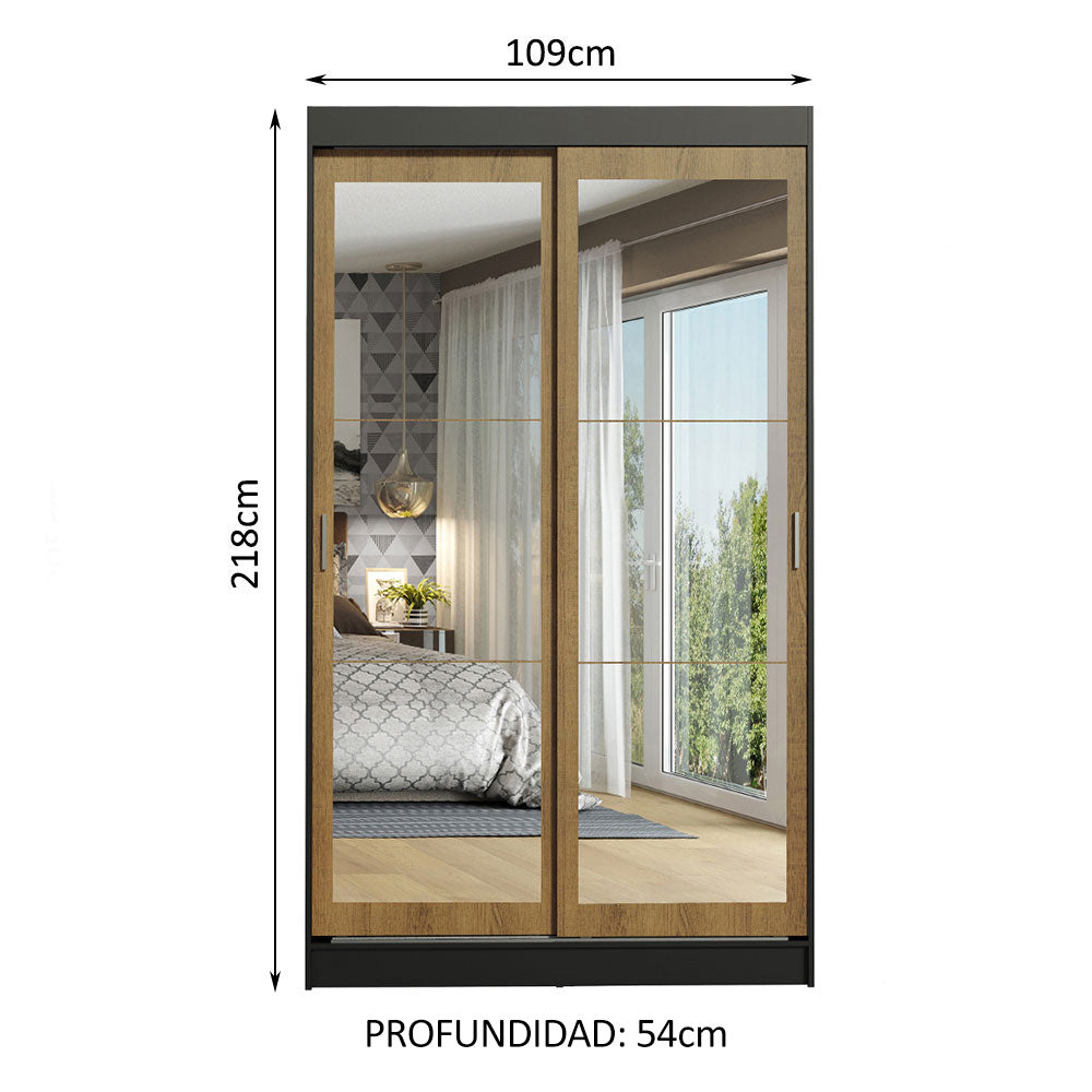 Closet Tokio 2 Puertas Corredizas con Espejos