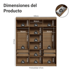 Closet Venus 6 Puertas 4 Cajones 2 Espejos MarrónBlanco
