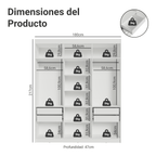 Closet Venus 6 Puertas 4 Cajones 2 Espejos BlancoNegro