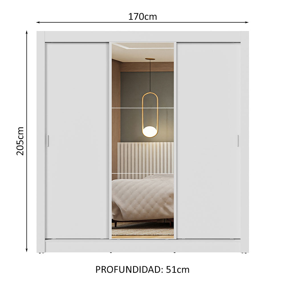 Closet Nobre 3 Puertas Corredizas 1 Espejo