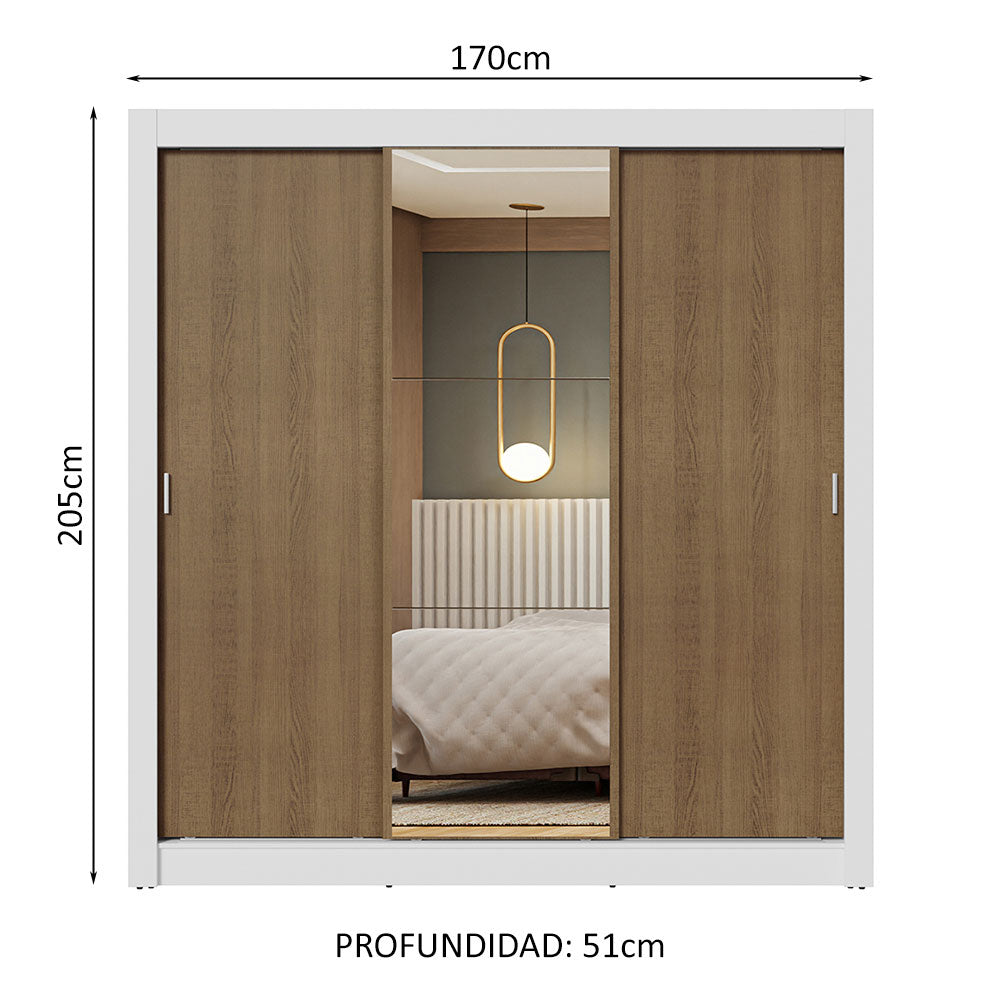 Closet Nobre 3 Puertas Corredizas 1 Espejo