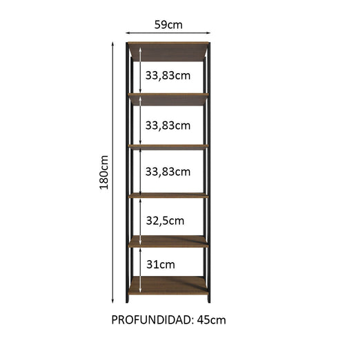 Clóset Abierto Valencia 59 cm con 6 Niveles Marrón/Negro Madesa
