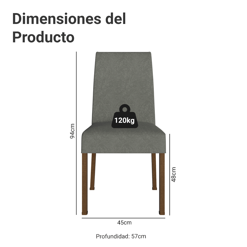 Kit 2 Sillas de Comedor Madesa 4255 Silver