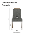 Kit 2 Sillas de Comedor Madesa 4255 Silver con Borde Superior MarrónPlateado