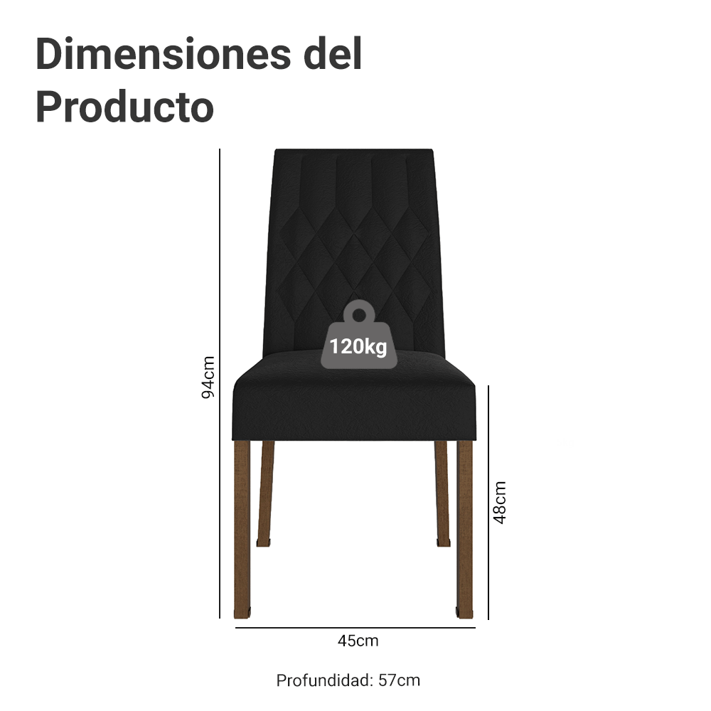 Kit 2 Sillas de Comedor 4256 Oxford Madesa