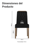 Kit 2 Sillas de Comedor Madesa 4256 Oxford con Borde Superior MarrónOxford