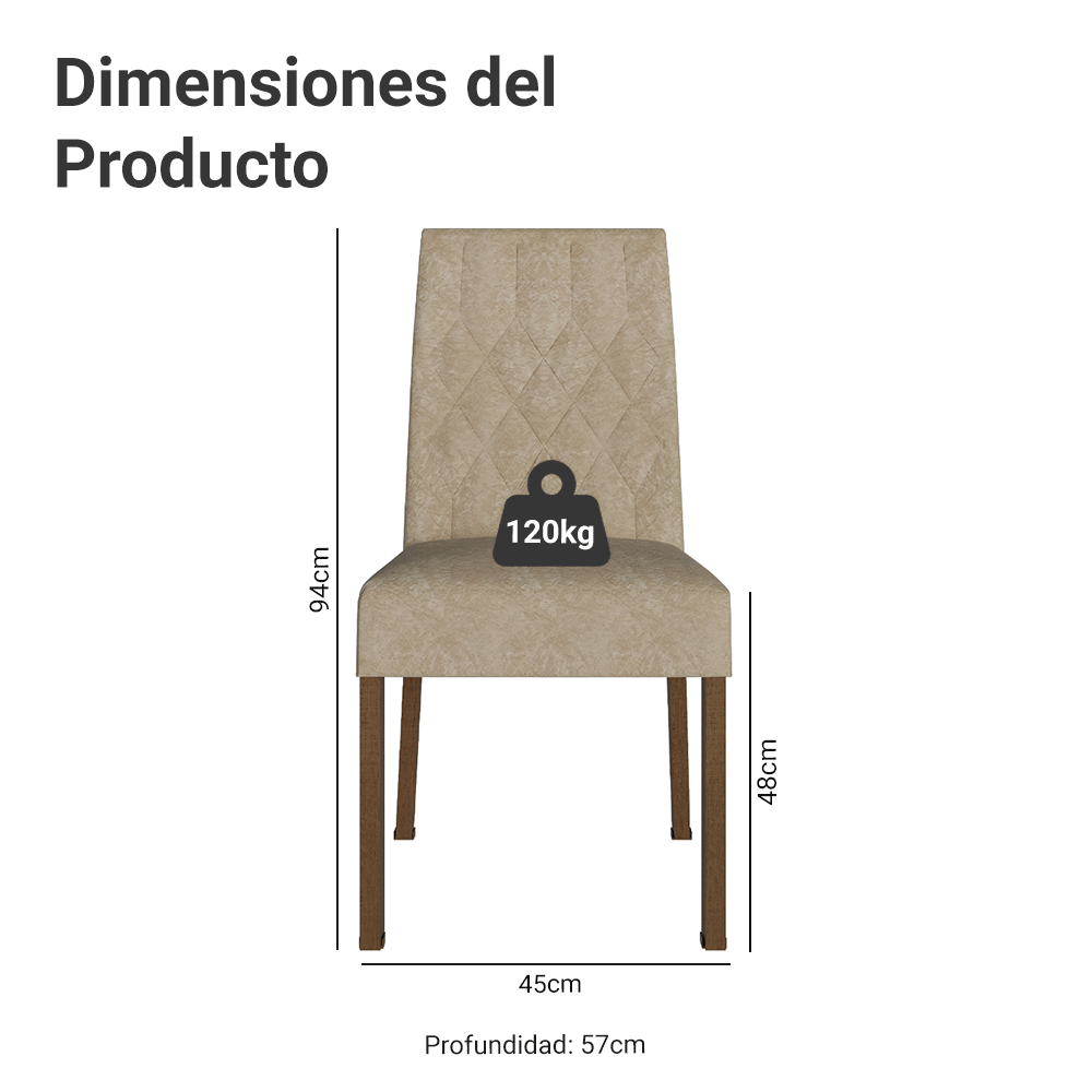 Kit 2 Sillas de Comedor 4256 Imperial Madesa