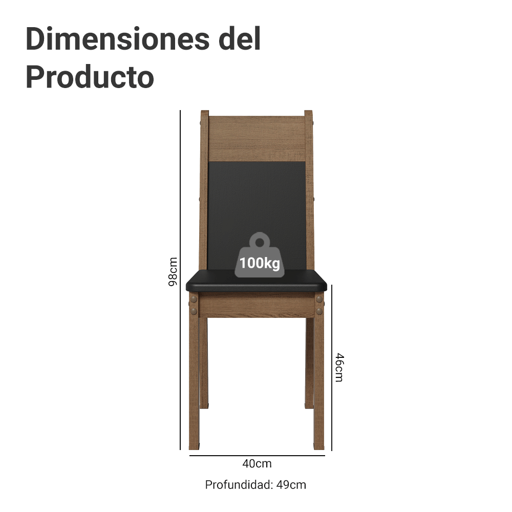 Kit con 6 Sillas de Comedor 4280 MarrónNegro