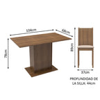 Juego de Comedor Tina con 4 Sillas Marrón/Beige