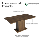 Mesa de Comedor Rectangular 6 Puestos de Madera Marrón Madesa