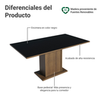Mesa de Comedor Rectangular 6 Puestos de Madera Marrón/Negro Madesa