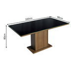 Mesa de Comedor Rectangular 6 Puestos con Tablero de Madera y Cristal Marrón/Negro Madesa