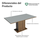 Mesa de Comedor Rectangular 6 Puestos de Madera Marrón/Gris Madesa