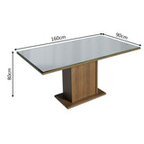 Mesa de Comedor Rectangular 6 Puestos con Tablero de Madera y Cristal