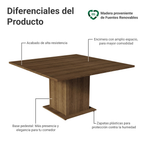 Mesa de Comedor Cuadrada 8 Puestos de Madera Marrón Madesa