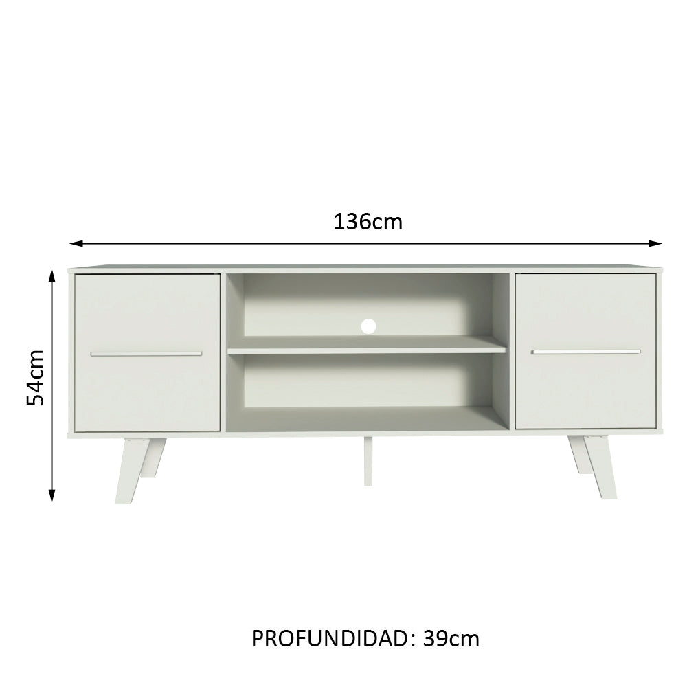 Centro de Entretenimiento Mesa para TV Copenhaguen 136 cm Hasta 55 Pulgadas Blanco Madesa