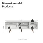 Centro de Entretenimiento Mesa para TV Dubai Hasta 65 Pulgadas Blanco/Marrón (Patas Marrón)