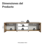 Centro de Entretenimiento Mesa para TV Metz 180 cm Hasta 75 Pulgadas Marrón/Blanco Madesa