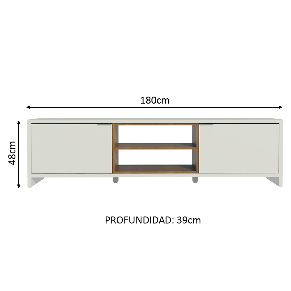 Centro de Entretenimiento Mesa para TV Linz Hasta 80 Pulgadas Blanco/Marrón