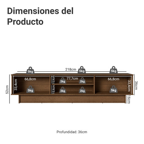 Centro de Entretenimiento Mesa para TV Agata Hasta 80 Pulgds