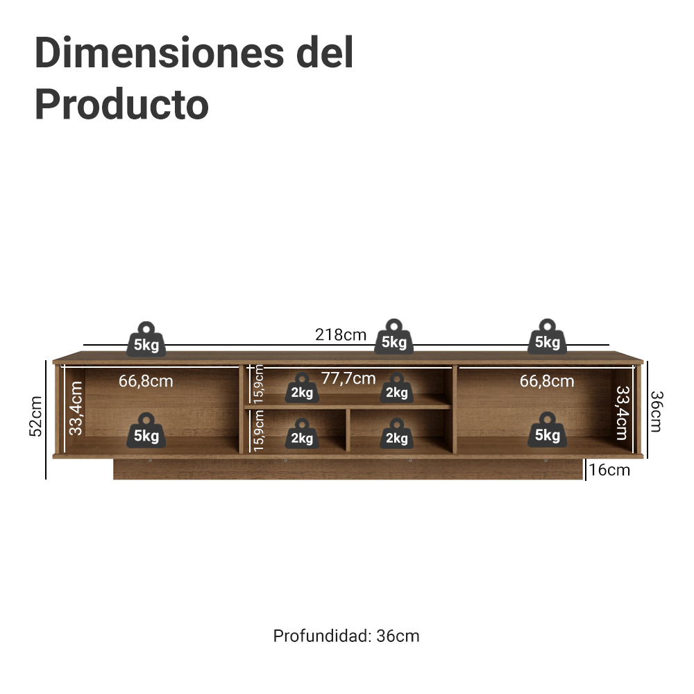 Centro Entretenimiento para TV Suspenso Glamy Hasta 80 Plgds