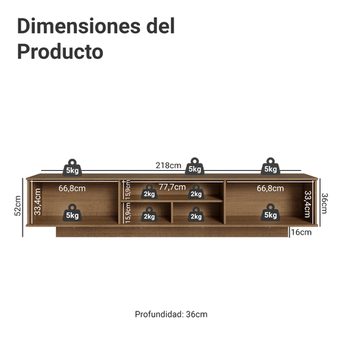 Centro Entretenimiento para TV Suspenso Glamy Hasta 80 Plgds