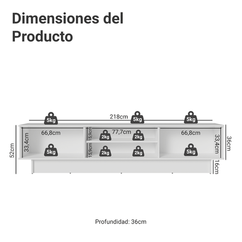 Centro de Entretenimiento Mesa para TV Glamy Hasta 80 Pulgds