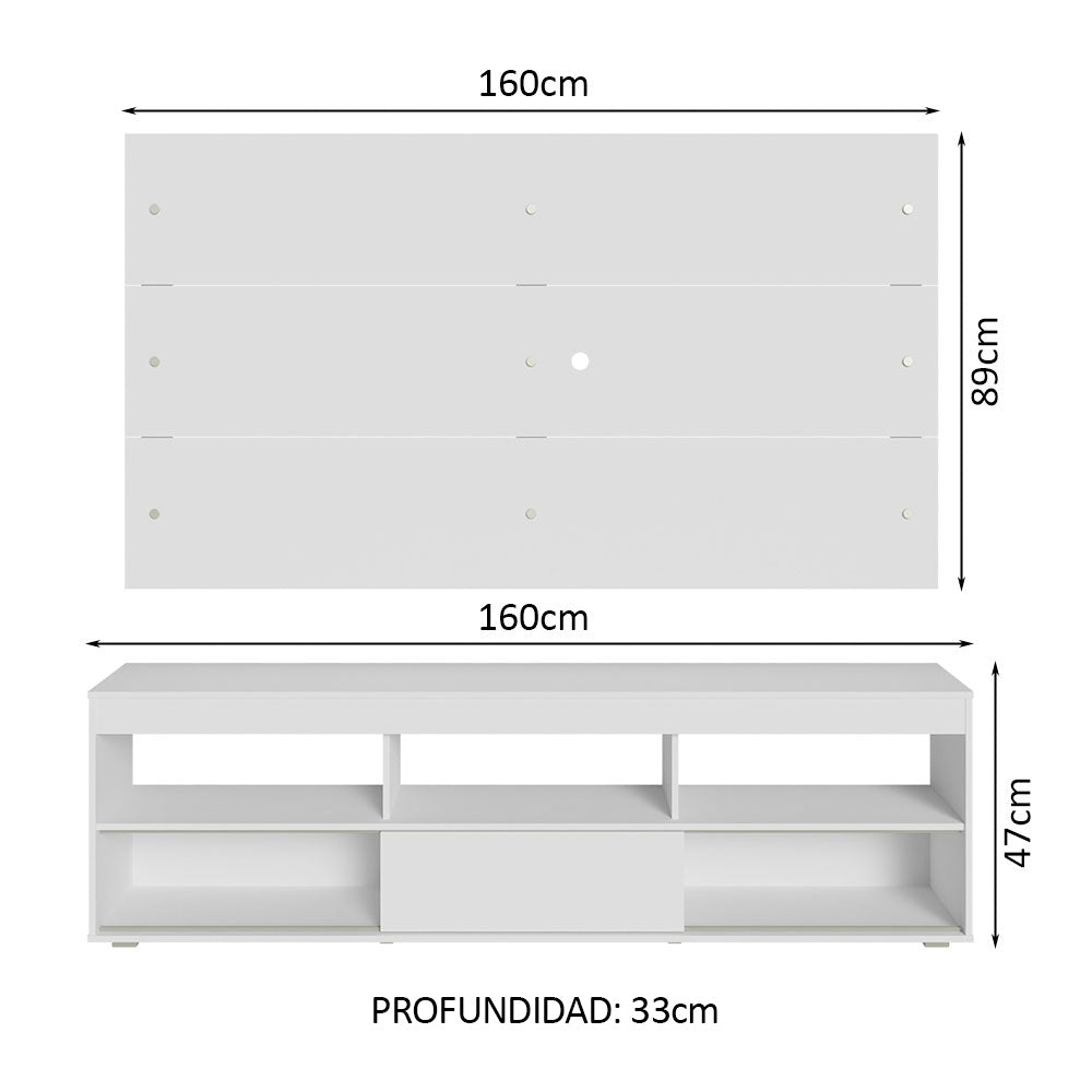 Centro de Entretenimiento para TV Orlando Mesa y Panel Hasta 65 Pulgadas