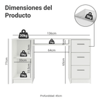 Escritorio de Oficina Alaska 137 cm 1 Puerta 3 Cajones Blanco Madesa