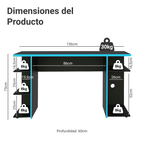 Escritorio Gamer Moderno para PC y Consola NegroAzul