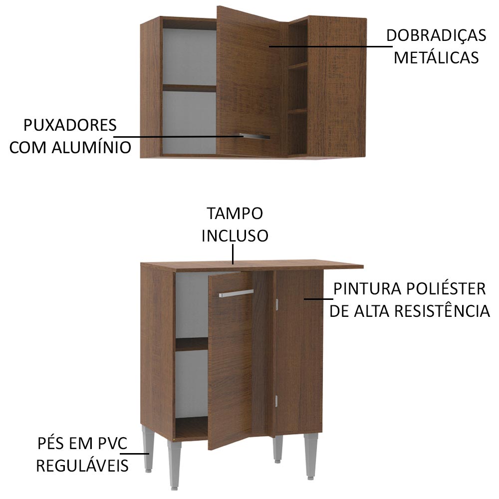 Kit Mueble de Cocina Superior y Mueble Bajo de Esquina Emilly
