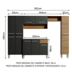 Cocina Integral Emilly Hit 2.60 Metros Marrón/Negro/Marrón