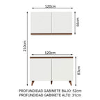 Kit Mueble de Cocina Superior y Mueble Bajo Reims 1.20 m Blanco