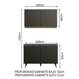 Kit Mueble de Cocina Superior y Mueble Bajo Reims 1.20 Metros
