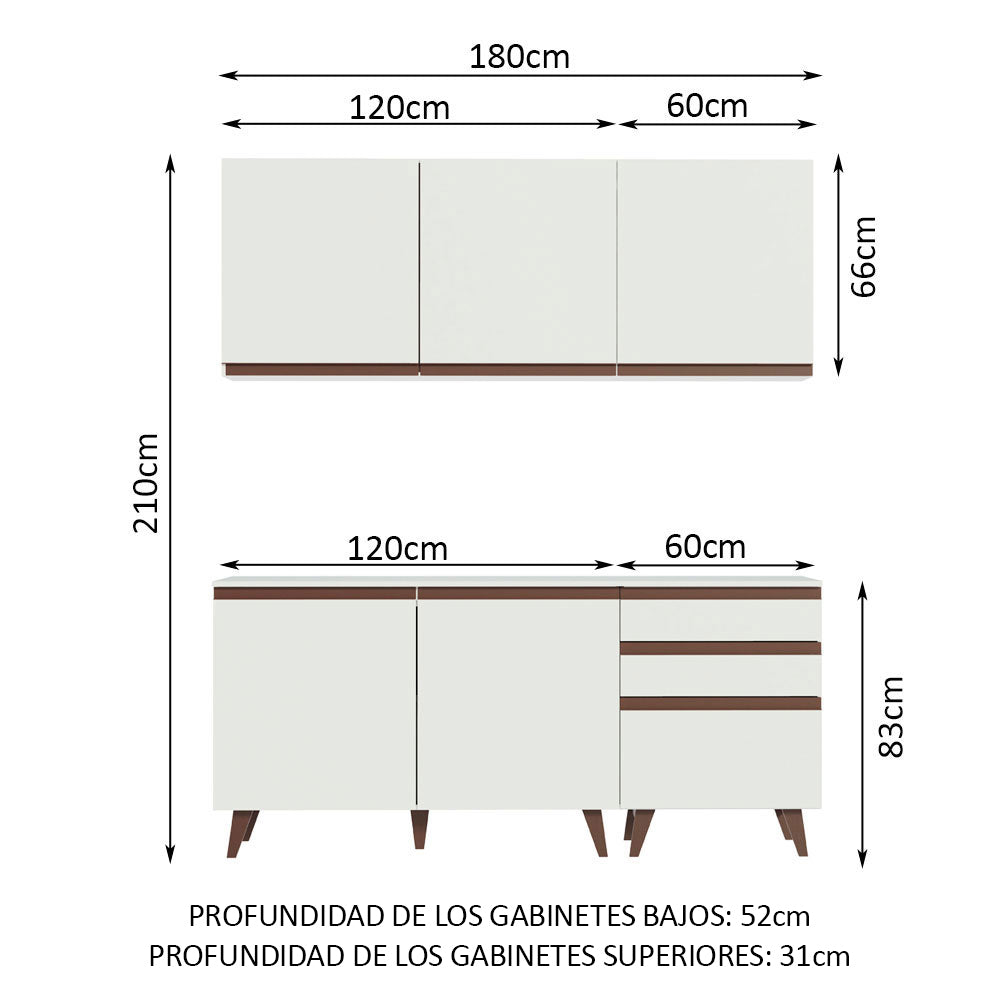 Cocina Integral Reims 1.80 m con Encimera Blanco 80
