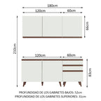 Cocina Integral Reims 1.80 m con Encimera Blanco 80
