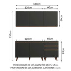 Cocina Integral Reims 1.80 m con Encimera Negro 80